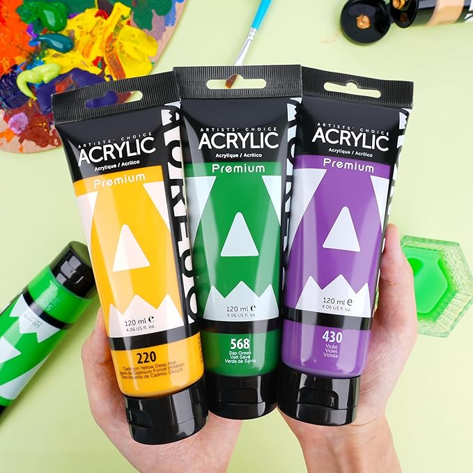 AUREUO Naples Yellow Hue Acrylic Paint, 4 Fl Oz / 120ml Single Tube, Rich Pigment Art Craft Paints for Canvas, Rocks, Wood, Ceramic, Fabric - Art Supplies for Beginners, Professionals, Artists
