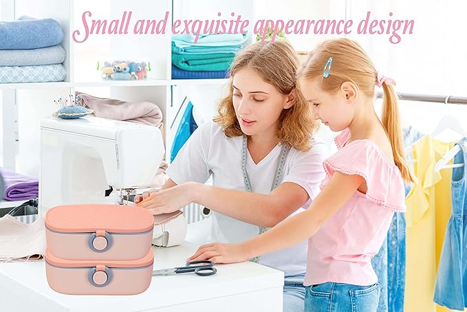 FKOG Sewing Project Kit, 135 Pcs Premium Family Sewing Supplies Repair Kit Sewing Thread Accessories Traveler Sewing Kit DIY Sewing Supplies Organizer (Pink)