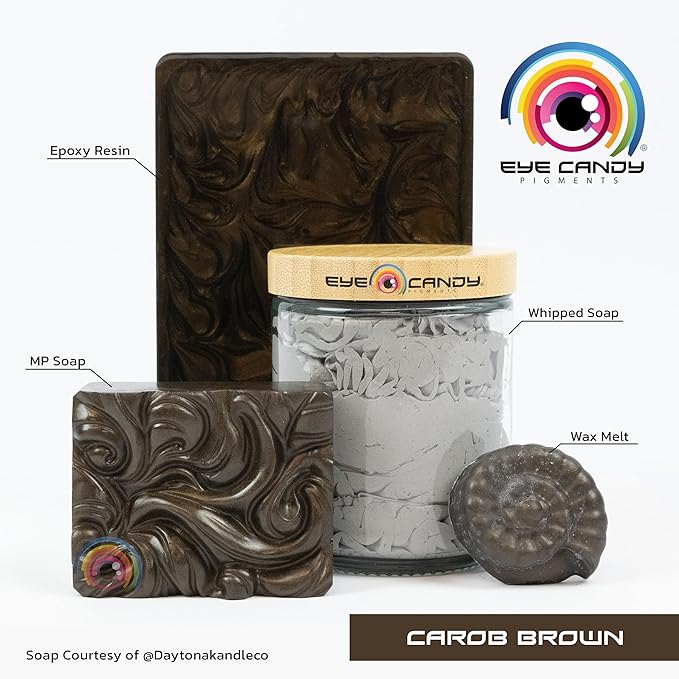 Eye Candy Pigments Premium Brown Mica Powder - Carob Brown (50gr) - for Epoxy, Resin, Soap, Paint, Woodworking, Acrylic Pouring, Bath Bombs, Fishing Lures - DIY Arts and Crafts Additive