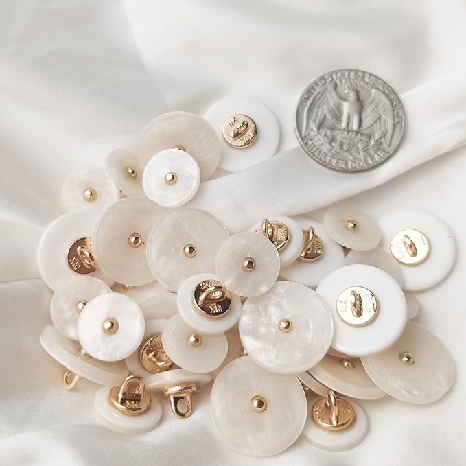 20PCS White Metal Shank Buttons, Sewing Button,Suitable for Women's Cardigans/Outerwear/Suit Decoration Buttons or Handmade DIY Projects (18mm)