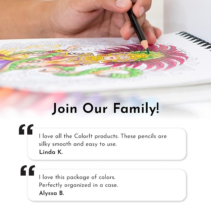 ColorIt 72 Colored Pencils for Artists - Art Tools for Coloring, Drawing & Sketching - Comes with Travel Case, Sharpener & Holder, Plus Bonus Present Box - Colored Pencil Case
