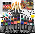 ESRICH 40PCS Acrylic Paint Set, Art Painting Supplies Kit with 24 Paints, 2 Canvas Panels,10 Brushes, Table Metal Easel Etc, Premium Paint Set for Students, Artists and Beginner