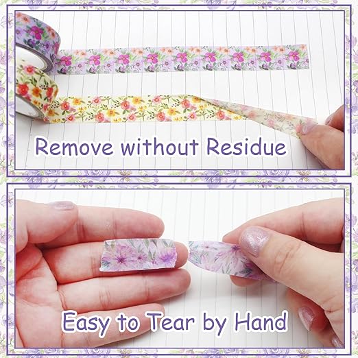 Benvo 12 Rolls Floral Washi Tape 15 mm Wide Flower Masking Tape Decorative Paper Tape for Journals, Scrapbooks,Vision Boards, Planners, Envelope DIY(5m Long Each Roll, 12 Flowers Pattern B)