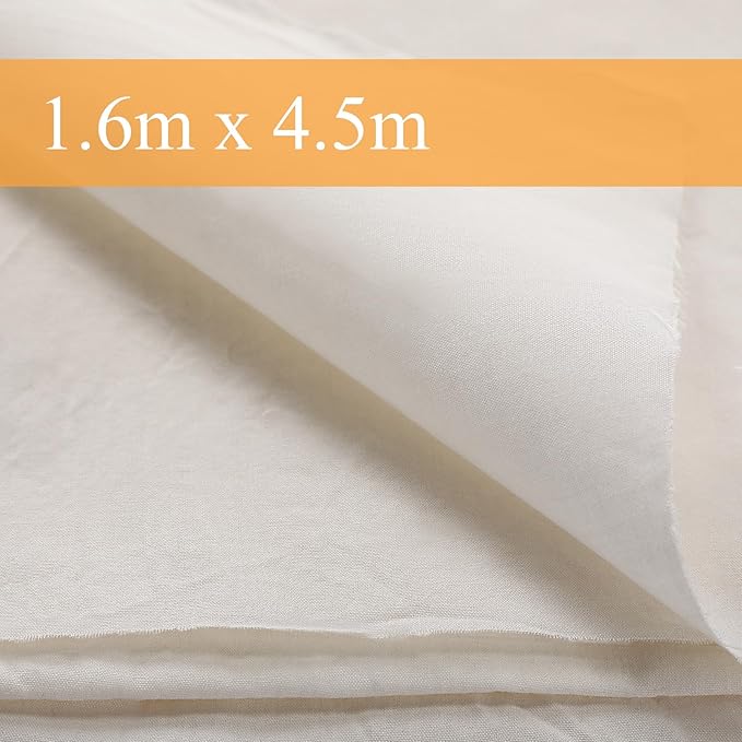 VitalCozy 63'' x 5 yd Unbleached Cotton Muslin Fabric Textile Wide Polyester Cotton Linen Material Embroidery Muslin Quilting Fabric by Yard for Sewing Apparel Painting(Beige)