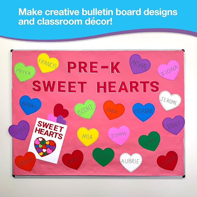 FreshCut Crafts 240 Pieces Heart Paper Cutouts, 2-Sided US Made Card Stock Punch Out Multicolor Hearts for Valentine’s Day Crafts, Bulletin Boards, Classroom Decor, and Posters 10 Vibrant Colors