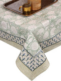 ATOSII Jade 100% Cotton Rectangle Boho Fall Tablecloth, Handblock Floral Table Cloth Linen for Kitchen Dining I Parties Wedding Outdoors Thanksgiving Easter Picnics I 72 X 108 Inches I 8 Seater