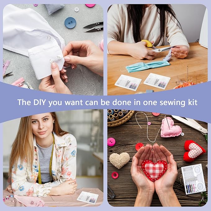 Lemecima 48 Boxes Travel Sewing Kit Mini Sewing Kit Bulk Needle Thread Portable Tools Beginner DIY Supplies Box with Threads Scissors Hand Needles Buttons