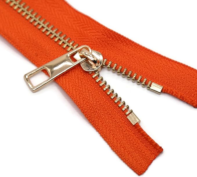 #5 Gold Metal Zipper - 50+ Colors - 3 PCS - (4-14 inches) Sizes - Luxury Lightweight Handcraft Metal Zippers with pulls for Purses Bags Pockets Shoes Sewing & Crafts DIY ZP02166