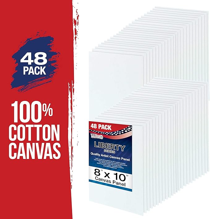 US Art Supply 8 X 10 inch Professional Artist Quality Acid Free Canvas Panel Boards for Painting Value Pack of 48 (1 Full Case of 48 Single Canvas Board Panels)