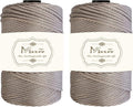 Maxee Premium Polyester Macrame Cord 3 mm × 218 yd (2 Pack),3mm 100% Polypropylene Macrame Cord,Ideal for Crochet, Wall Hangers, Bags, Rugs & DIY Crafts（Light Brown