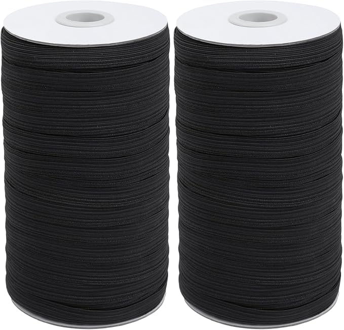 Coopay 60 Yards Length 3/8" Width Elastic Bands Flat Elastic Cord Rope Heavy Stretch Spool Knit for Sewing DIY Projects, Arts & Crafts, 2 Rolls, 30 Yards/Roll (Black, 3/8 Inch)