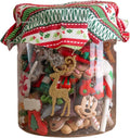 Holiday Magic Craft Button Jar | Christmas Embellishment Assortment, Sew-Thru, Loop-Back & Flat-Back Buttons for DIY Crafts, Christmas Ornaments Décor | 80 Pcs, Multi Color