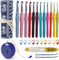 YOJOB Crochet Hooks Set (12 Sizes), Super Smooth 2.0mm-8.0mm Ergonomic Soft Grip Crochet Needle Kit with Accessories and Crochet Case