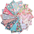 14-Piece Vintage Floral Fat Quarters Fabric Bundles - 18" x 22" Pre-Cut 100% Cotton Quilting Fabric - Retro Floral Prints Material for Sewing, Quilting, and DIY Crafts