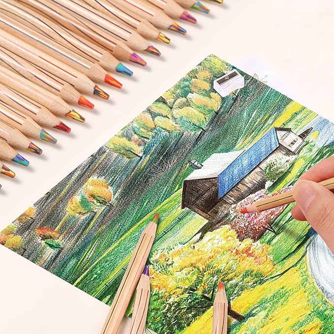 TINNIVI Rainbow Pencils for Kids Adults, 48 Pack Rainbow Colored Pencil Art Supplies for Girls Boys, Wooden Multi Colored Pencils Bulk for Coloring Drawing Sketching, Pre-sharpened, 12 Colors
