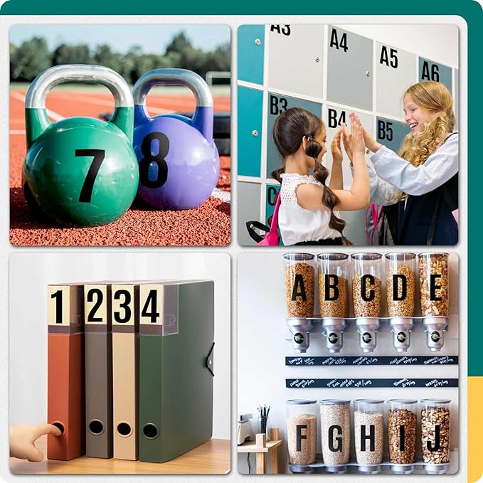 Seloom 13 Sheets Alphabet Stickers,4 Inch Large Vinyl Letter Number Stickers Self Adhesive,Waterproof Numbers Alphabet Letters Labels for DIY Crafts,Mailbox,Notebook,Door,Water Bottles,Car(Black)