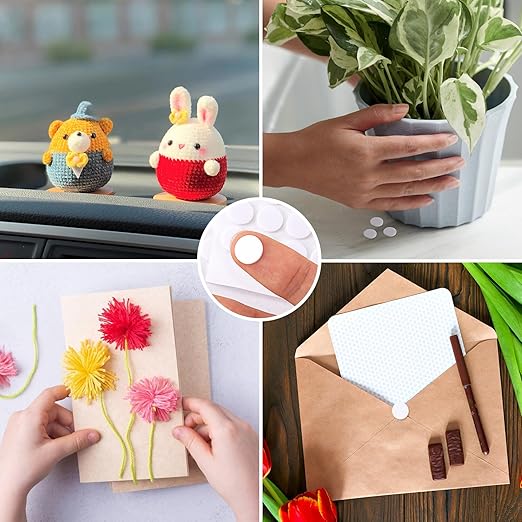 200pcs Double Sided Foam Dots, Self-Adhesive Mini Foam Dot Circles, Round EVA Tape for Wall Decoration Poster Greeting Cards Birthday Cards Invitation DIY Crafts- White