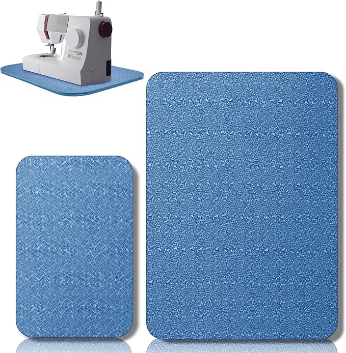 2 Pcs Sewing Machine Muffling Mat Pedal Sewing Mat Reduce Vibrations Noise No Slip Machine Accessories for Quilting(15'' X 20'' and 9'' X 14'',Blue)