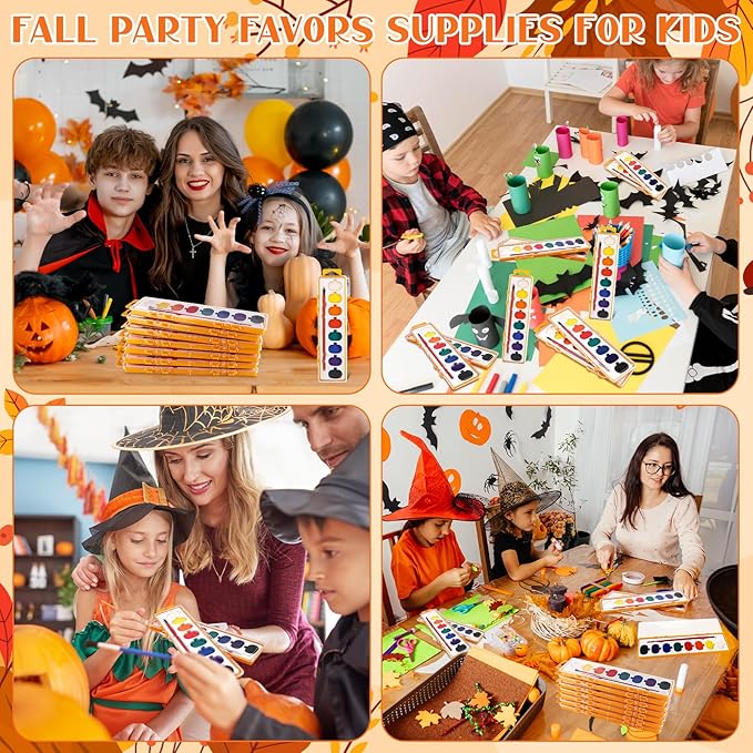 18 Pcs Valentine's Day Paint Gift Sets Pumpkin Watercolor Paint Pumpkin Style Watercolor Painting Palette Bulk for Birthday Wedding Valentine Party Art Exchanges Stocking Stuffers