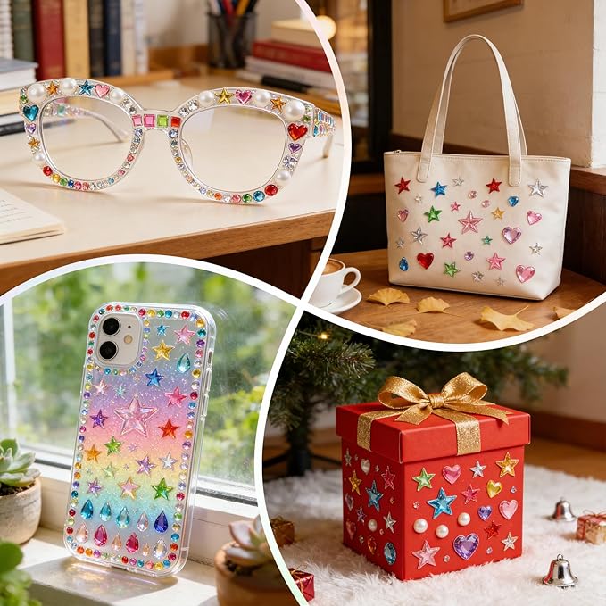 NEBURORA 4902 Pcs Sparkling Gem Stickers Self-Adhesive Rhinestone Gem Stickers for DIY Card Making Crafts Decorations