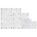 The Quilted Bear Quilting Rulers - Transparent Acrylic Non Slip Quilting, Patchwork & Sewing Ruler with Clear Black Lines & 30, 45 & 60 Degree Angles for Perfect Accuracy (4.5", 6", 9.5" & 12.5")