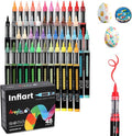 48 Colors Acrylic Paint Markers Brush Tip, Automatic Ink Control Acrylic Paint Pens Waterproof Acrylic Markers Set for Christmas Decorations, Stone, Wood, Glass, DIY & Art Supplies