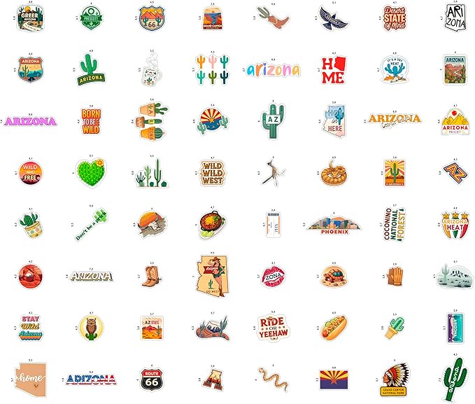 100Pcs Arizona Stickers Small for Water Bottle, Laptops, for Luggage - Arizona Gifts and Souvenirs, Party Supplies - Gift for Women & Men