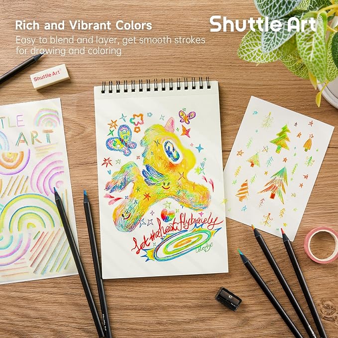 Shuttle Art 120 Pack Rainbow Pencils Bulk, 7 Colors in 1 Rainbow Colored Pencils, Pre-sharpened, Break-resistant Black Wooden Pencil for Kids and Adults Coloring, Drawing, Sketching, Doodling, Gifts