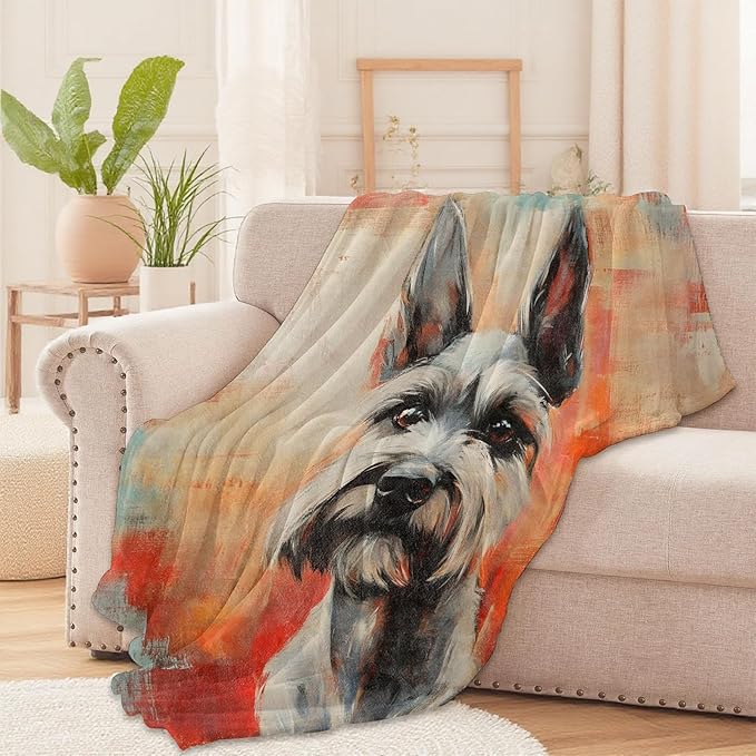 Schnauzer Dog Throw Blanket for Boys Girls Kids Adults Women, Fuzzy Warm Soft Cozy Flannel Blankets Gifts for Bedroom, Couch, Travel, Home Decor 40x50 in