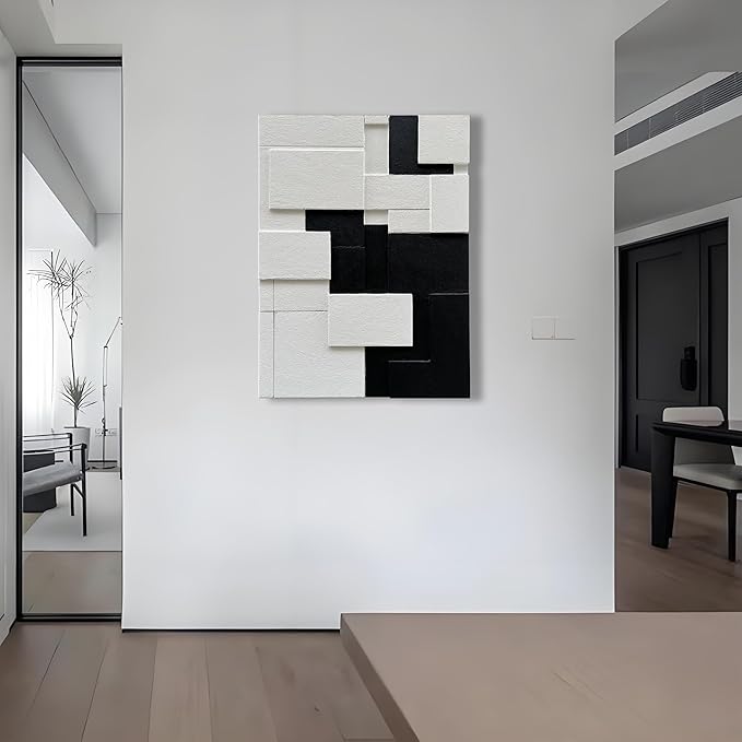 Art 40x28 inches Hand-Painted Modern Minimalist Black and White Abstract Art Oil Painting Canvas Wall Deco Art Painting