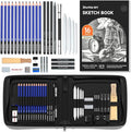 Shuttle Art Sketching and Drawing Pencils Set, 37-Piece Professional Sketch Pencils Set in Zipper Carry Case, Drawing Kit Art Supplies with Graphite Charcoal Sticks Tool Sketch book for Adults Kids