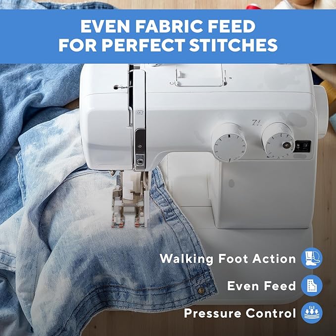 Walking Foot for Brother Sewing Machine – Heavy Duty Even Feed Foot for Quilting, Thick Fabrics & Leather – Perfect for Quilters, DIY Enthusiasts & Professional Tailors -White