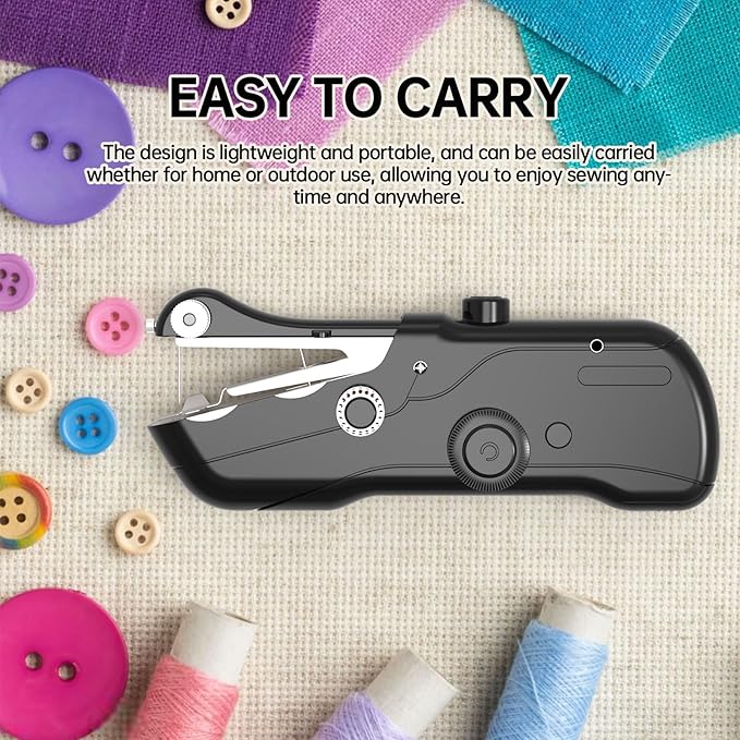 Beginner's Sewing kit with Storage Handheld Sewing Machine, Portable Sewing Machine with Storage, Electric Switch, Two Speed Modes,Easy to Operate.Sewing Machine for Beginners.Black with Accessories.