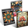 3Pcs Coloring Books for Adults Relaxation, Adult Coloring Books for Women Spiral Bound Printed On One Side, Mindfulness Gifts with 72 Patterns for Women to Relax(Mandala & Garden & Cottage)