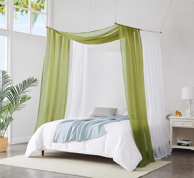 WARM HOME DESIGNS Wedding Arch Draping Fabric Bundle Has 2 216 Inch (18 Feet) Scarves in Sage Green & White Fabric for Wedding Ceremony or Photoshoot Decoration. AD White & Sage 216”