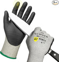 3 Pairs High Level Cut Resistant Work Gloves for High Risk Work, ANSI A7 Cutting Gloves with Reinforced Thumb, Used for WoodWorking, Construction, Non Slip, Durable, Breathable & Cool, M, PR3727