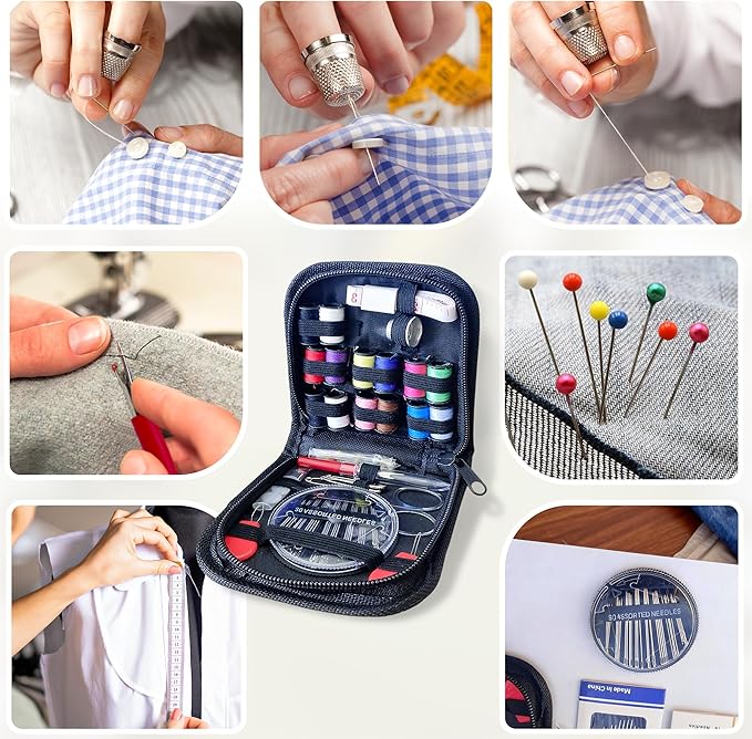Woosuke 92Pcs Hand Sewing Kit for Adults and Beginners, Complete Needle and Thread Kit with Stainless Steel Needles, Scissors and Accessories, Ideal for Home, Travel, DIY, and Emergency Repairs