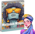Coloring Books for Adults Relaxation Spiral Bound Printed On One Side, Coloring Book for Women with 24 Patterns One Sided Design, Mindfulness Anxiety Relief Gifts Melanin Magic