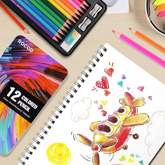 12-Color Colored Pencils Professional Coloring Pencils for Adults Art Color Drawing