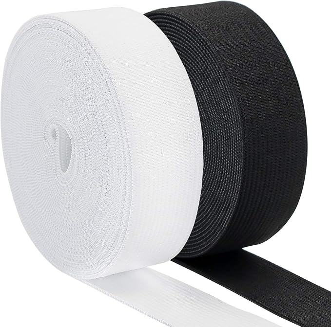 1 Inch Elastic Band for Sewing, Crafts, DIY, High Elasticity, (White 11Yards, Black 11 Yards)