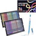 Acrylic Painting Gel Pens 36 Colors with 1mm Bullet Tip, Color Gel Pens for Adult Drawing, Coloring, Sketching, Journaling, DIY, Acrylic Ink Pen for Black Paper, Rock, Glass, School and Art Supplies
