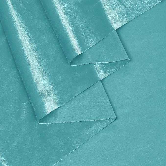 KKJIAF Aqua Sky Stretch Velvet Fabric 60 Inch Wide, 2 Yard Soft Stretchy Fabric for Sewing Clothes, Apparel, Costume, Crafts - 90% Polyester 10% Spandex