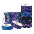 12 Pcs Starry Sky Washi Tape Set Starry Sky Galaxy Washi Tapes Space Themed Patterned Masking Tape Sets Starry Sky Decorative Paper Sticker for Scrapbook DIY Craft Gift Wrapping Handbook Sticker