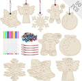 Artmag 50pcs Unfinished Wooden Christmas Ornaments Wood Slices with Holes for DIY Crafts Centerpieces Holiday Hanging Decor Decorations 5 Styles