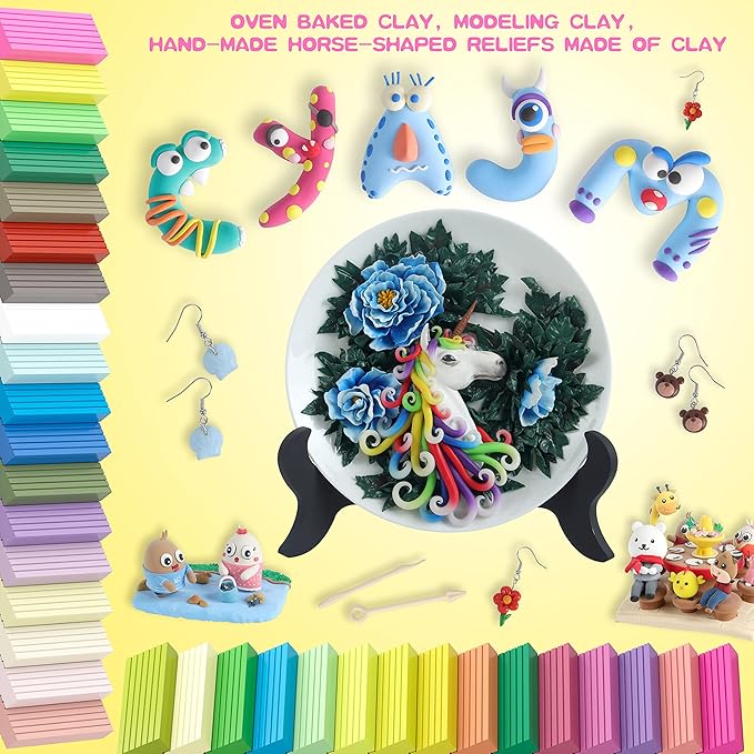 Polymer Clay Set, 72 Color Oven Bake with Sculpting Tools and Accessories, Modeling Clay for Kids,Ideal DIY Clay Art Set for Kids Beginners Artists