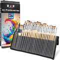 25PCS H&B Paint Brush Set, Travel Watercolor Acrylic Painting Brushes with Canvas Roll & Palette Knife, Professional Artist Brush Kit for Oil, Acrylic Canvas Paintings (Nature Wood)