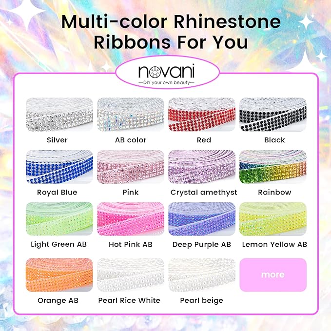 Novani Self Adhesive Rhinestone Ribbon, 1.53 Inch Wide 3 Yards 1 Roll, Black Crystal Diamond Bling Strips for DIY Crafts, Home Decor, Clothing,Shoes, Car Decoration（Black）