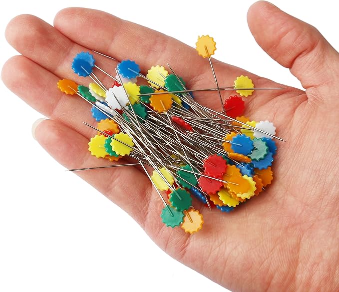 200 Pieces Flat Head Straight Pins, Flower Head Sewing Pins Quilting Pins for Sewing DIY Projects Dressmaker Jewelry Decoration, Assorted Colors