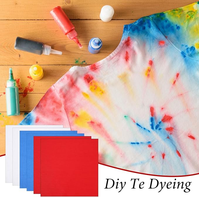 100 Pieces 10 x 10 Inches Cotton Fabric Squares Precut Quilting Fabric Bundles Solid Colors Layer Cakes Quilt Material for DIY Craft Sewing Embroidery(Red, White, Blue)