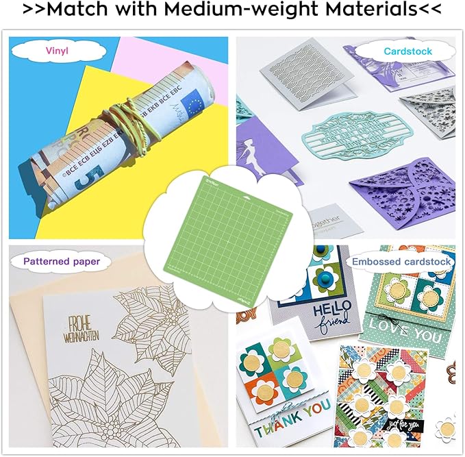 HTVRONT Standard Grip Cutting Mat, 3 Pack Cutting Mat 12x12 Compatible with Cricut Maker 3/Maker 4/Maker/Explore 3/4/Air 2/One, Standard Adhesive Sticky Quilting Cutting Mats Replacement Accessories